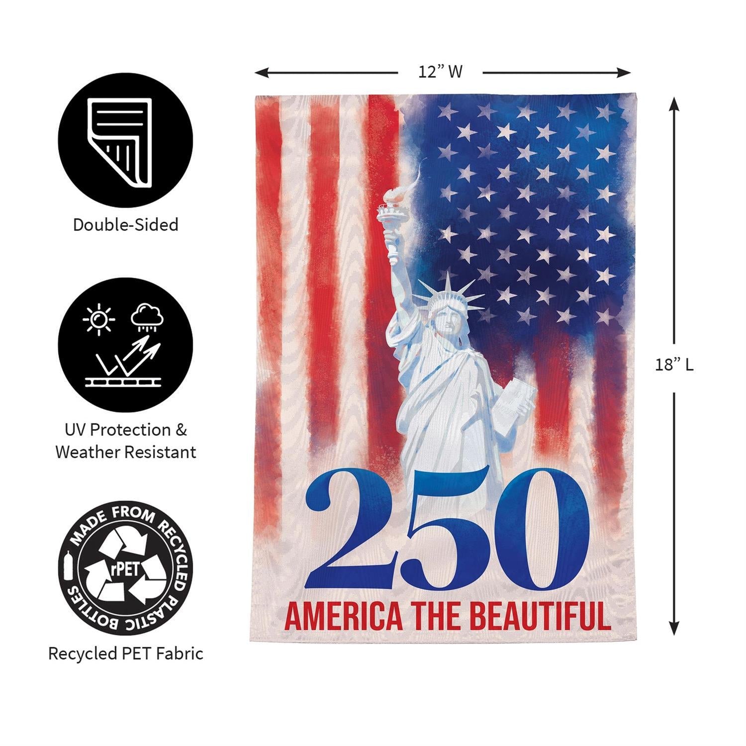 250th Anniversary America The Beautiful 2 Sided Garden Flag