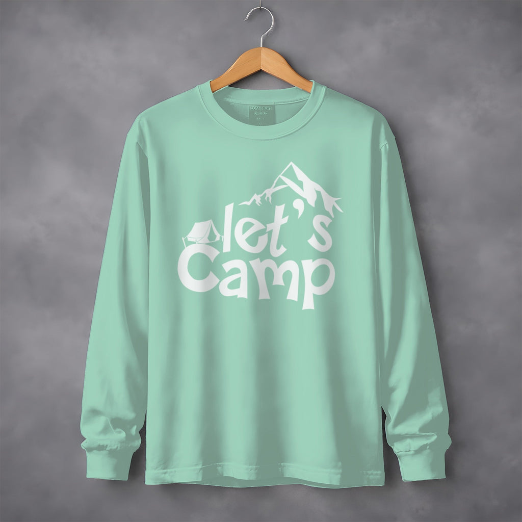 Let's Camp Tent and Mountain Design Adventure Long Sleeve T-Shirt