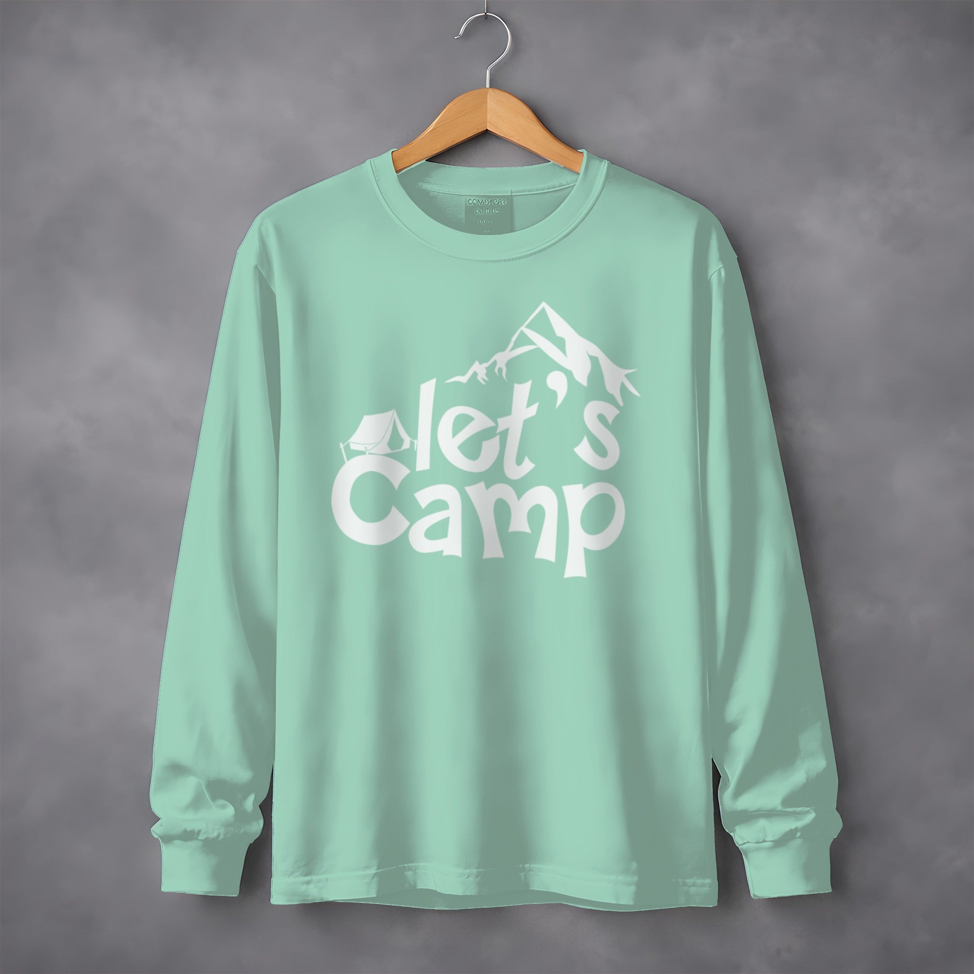 Let's Camp Tent and Mountain Design Adventure Long Sleeve T-Shirt