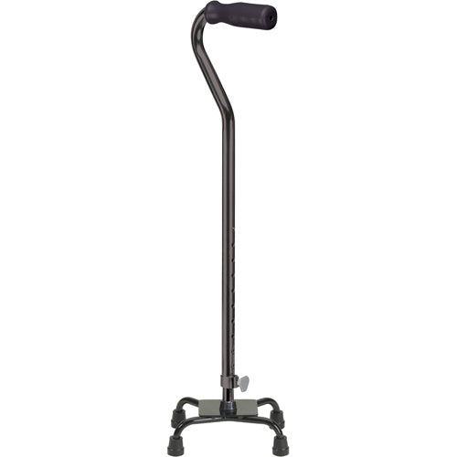 Quad Cane - Small Base, Foam Grip, Adjustable Height, 300 lb Capacity - Black