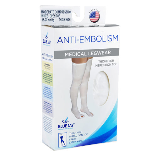 Anti-Embolism Stockings 15-20 mmHg Thigh High with Inspection Toe, Medium Regular