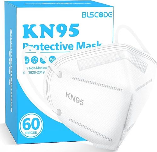 KN95 Face Mask, 5-Layer Filter, 95% Protection, Disposable Particulate Respirator, Individually Wrapped, Bg/60
