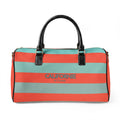 California Love Leather Travel Bag — CORAL/AQUA Striped Weekender Duffle