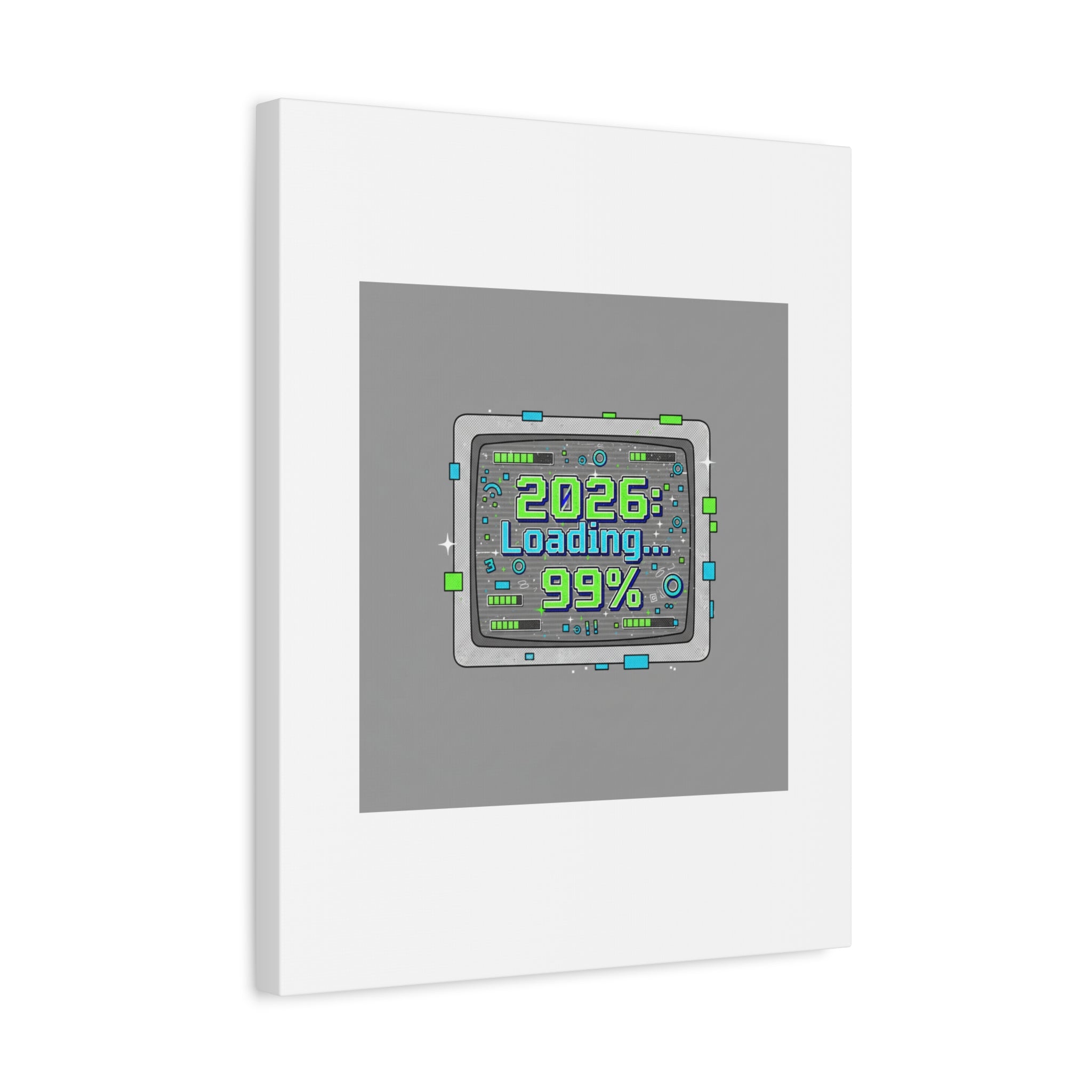 2026 Loading 99% Canvas | NYE countdown, retro system interface