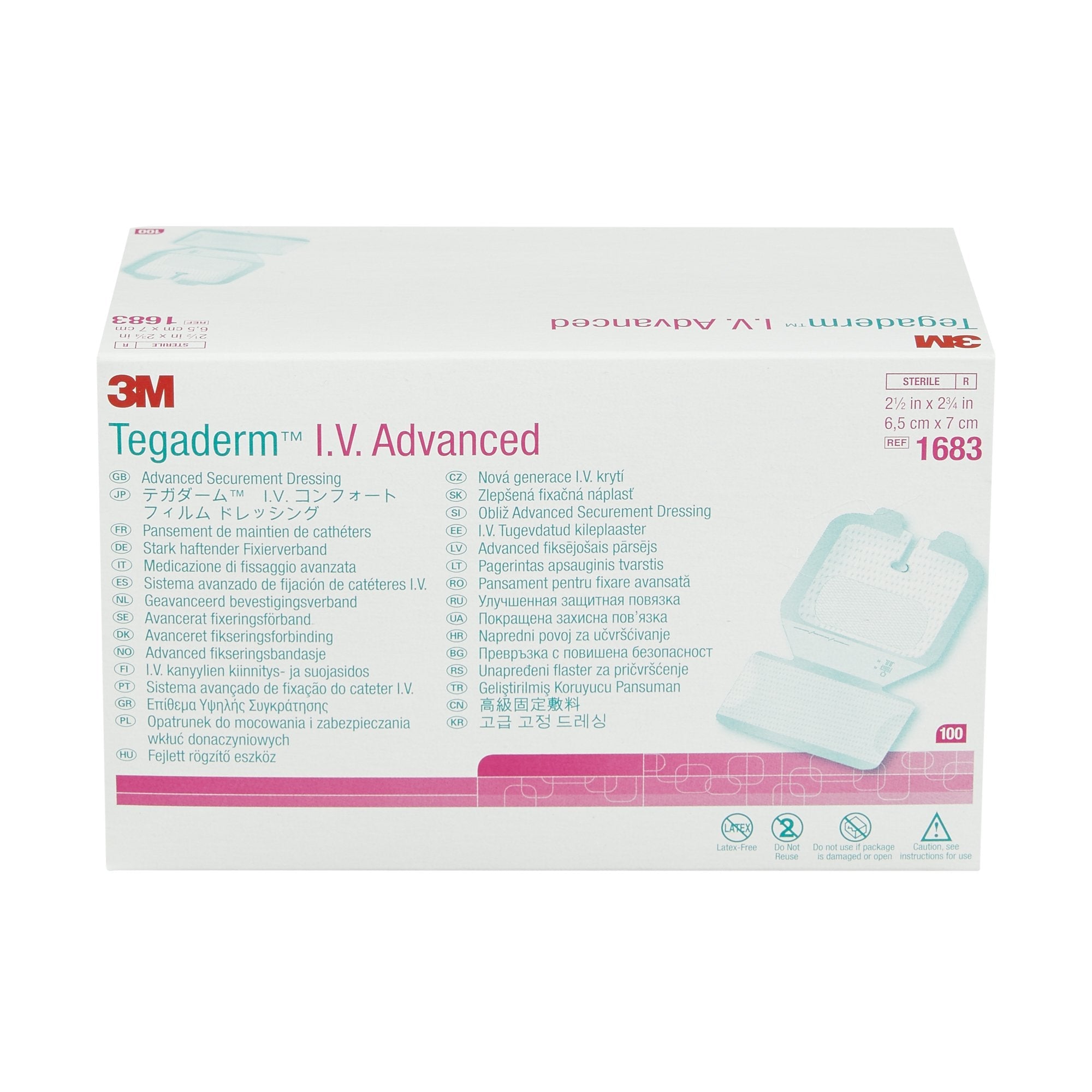 3M™ Tegaderm™ IV Advanced Securement Dressing, 2¾ x 2½ Inch 1683