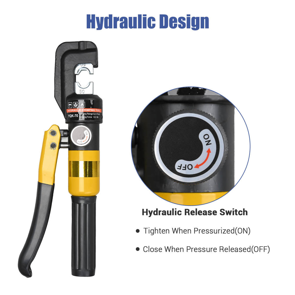 Yescom Hydraulic Cable Terminal Wire Crimping Tool 10-Ton 9pcs