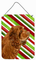 Sussex Spaniel Candy Cane Holiday Christmas Wall or Door Hanging Prints Aluminum Metal Sign Kitchen Wall Bar Bathroom Plaque Home Decor Front Door Plaque, 12x16, Multicolor