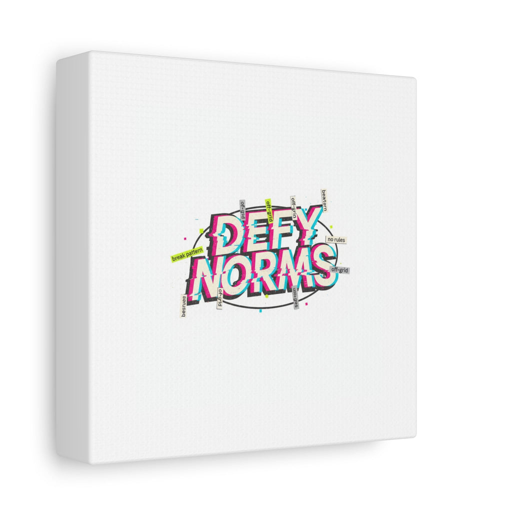 Defy Norms Canvas, Anti-Aesthetic Glitch Typography, Brutalist Poster Style