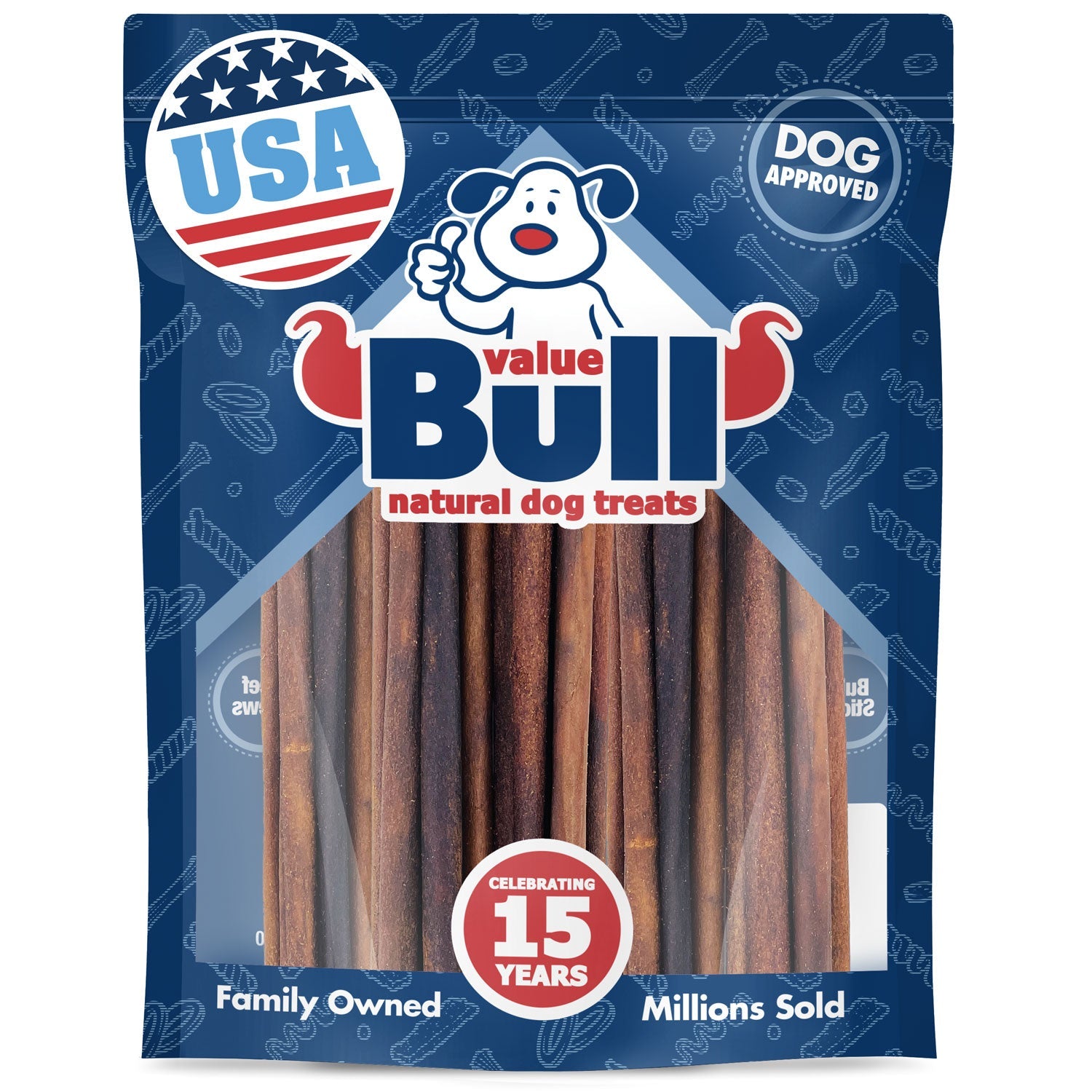 ValueBull USA Collagen Sticks for Small Dogs, 12 Inch Thin Chews, Natural Dog Treats, 25 Count