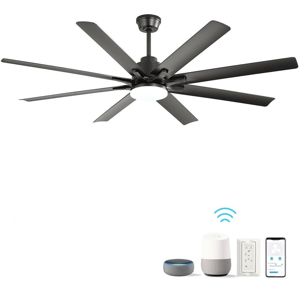 66" Smart Ceiling Fan with LED Light | 8-Blade Dimmable Fan with DC Motor, Remote, App & Voice Control — Alexa & Google Home Compatible