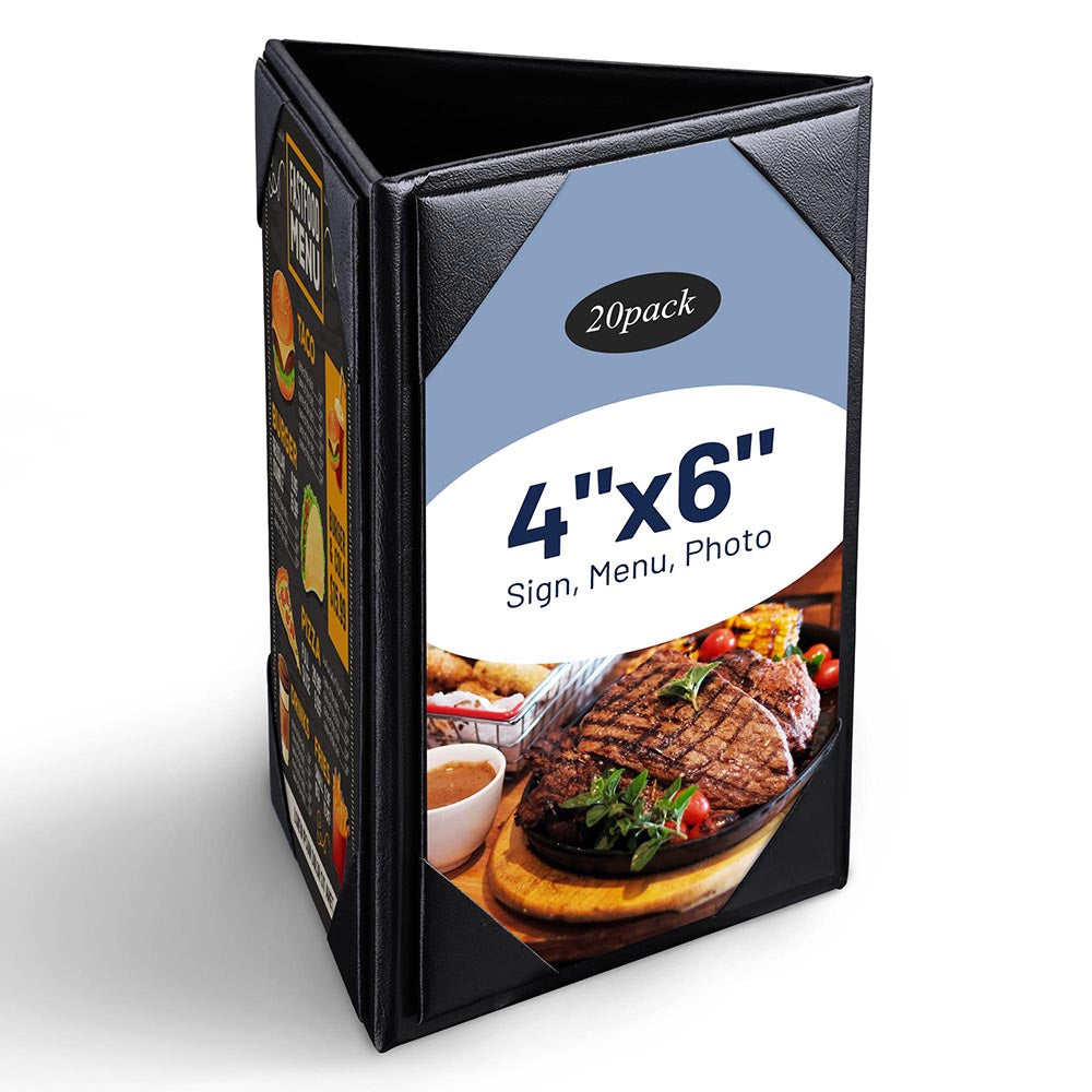 Yescom 3-Sided Table Tent Bar Cafe Cards Holder PU Leather