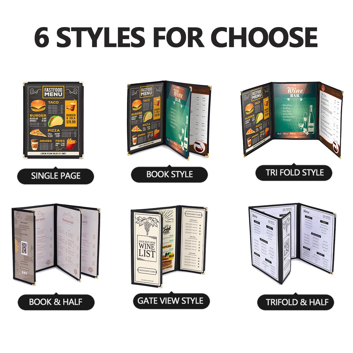 Yescom 30x Menu Covers Cafe Restaurant Black 8.5x14