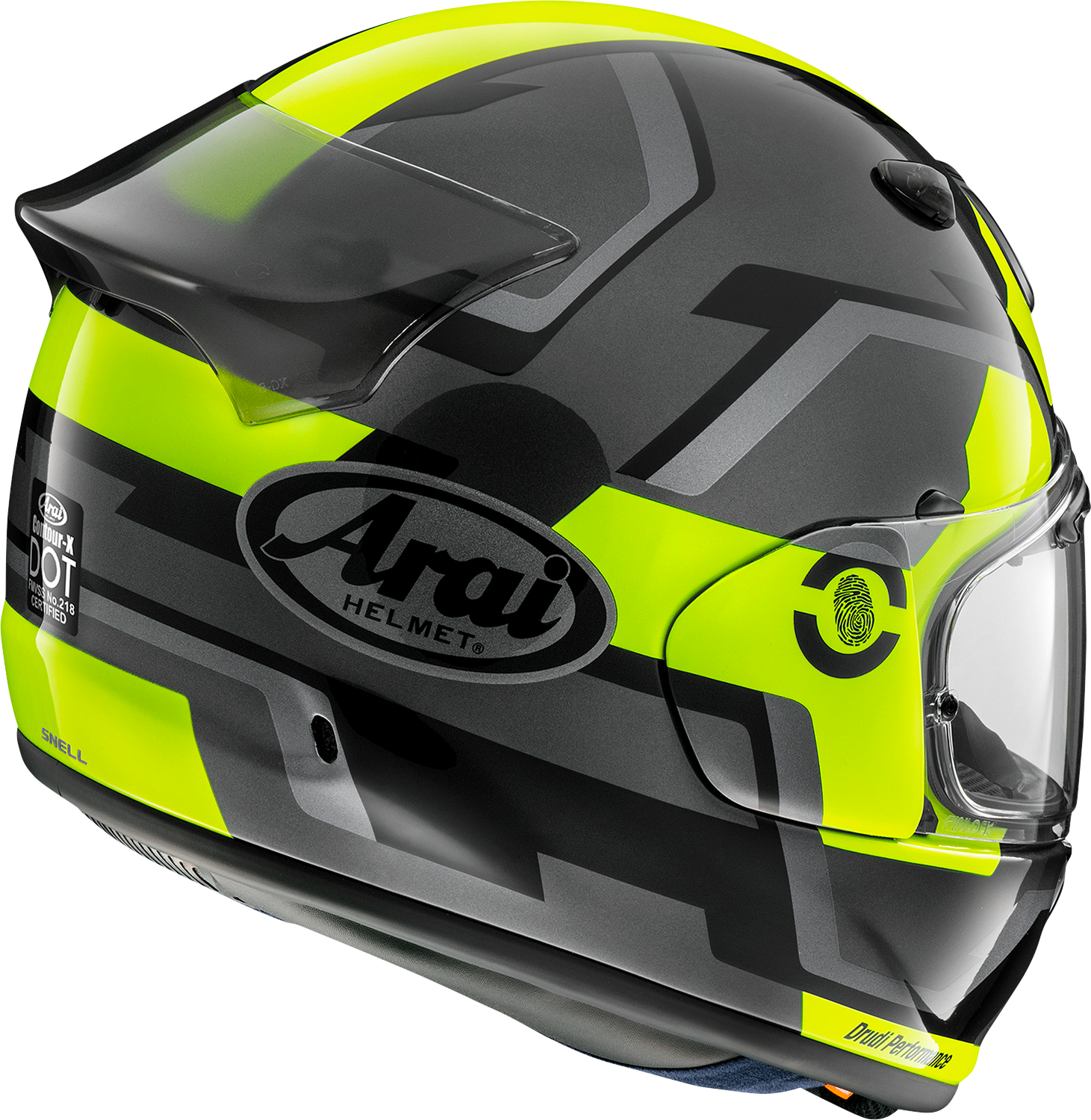 ARAI HELMETS, ARAI HELMETS Contour-X Helmet with Logo Duct and Aerodynamic Spoiler – Fluorescent Yellow, 2XL (Part No. 0101-16066)