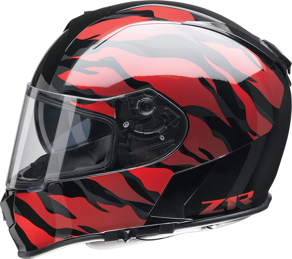 Z1R, Z1R Warrant Helmet Panthera Black/Red 2XL - Versatile Motorcycle Helmet with Sun Visor and Enhanced Ventilation