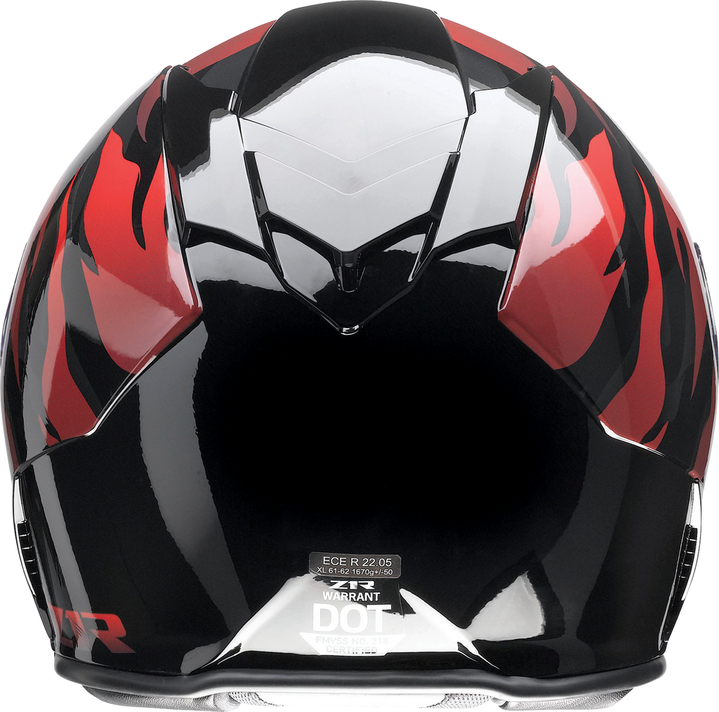 Z1R, Z1R Warrant Helmet Panthera Black/Red 2XL - Versatile Motorcycle Helmet with Sun Visor and Enhanced Ventilation