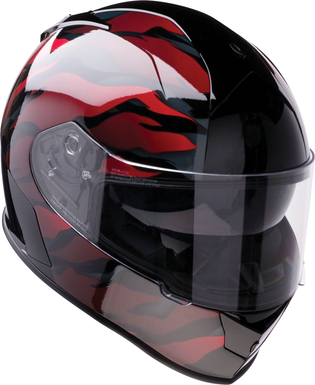 Z1R, Z1R Warrant Helmet Panthera Black/Red 2XL - Versatile Motorcycle Helmet with Sun Visor and Enhanced Ventilation