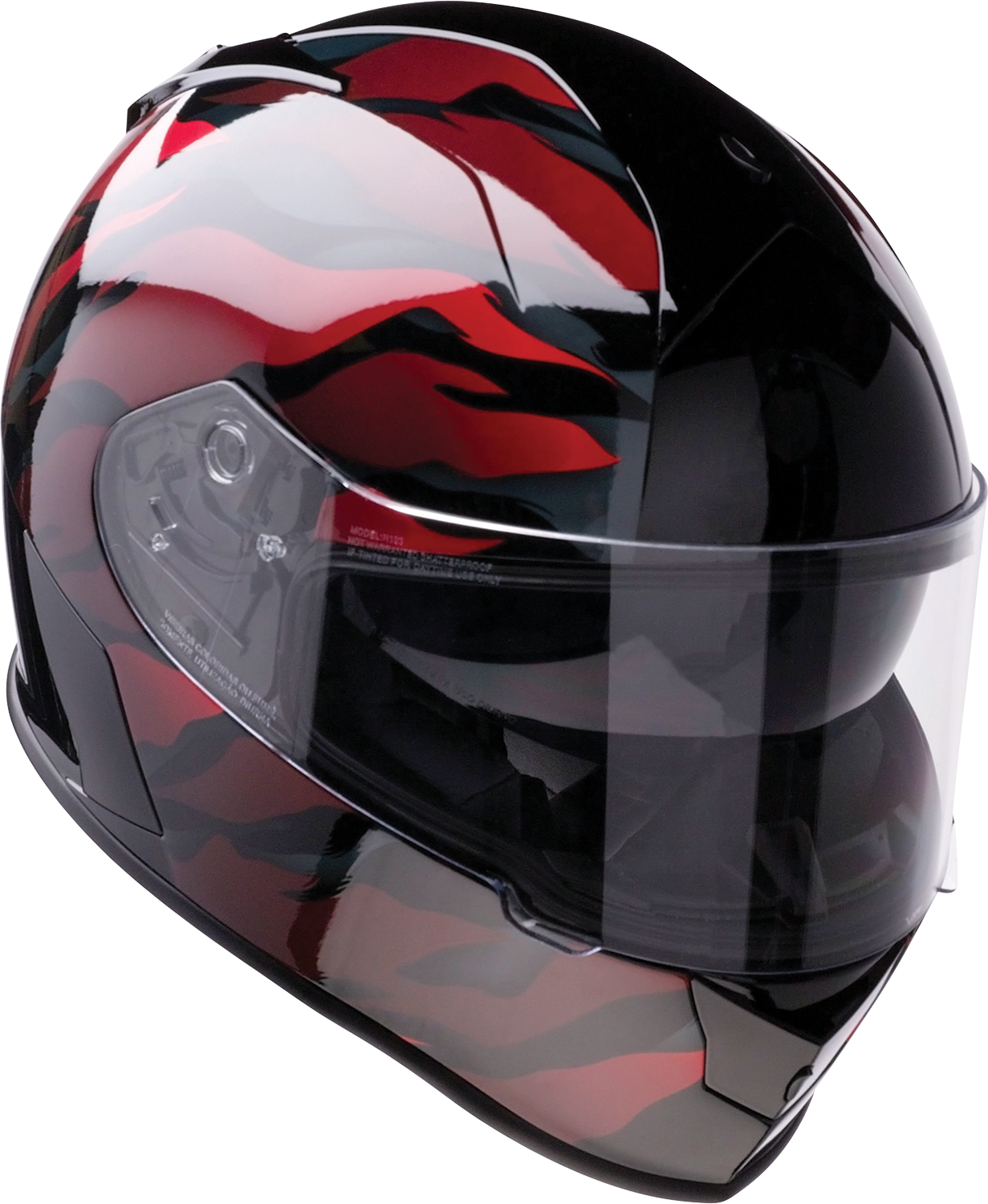 Z1R, Z1R Warrant Helmet Panthera Black/Red 2XL - Versatile Motorcycle Helmet with Sun Visor and Enhanced Ventilation