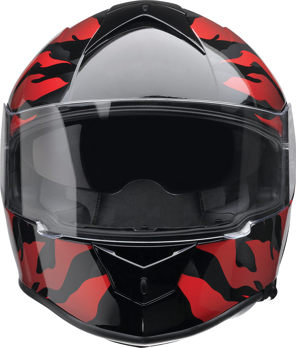 Z1R, Z1R Warrant Helmet Panthera Black/Red 2XL - Versatile Motorcycle Helmet with Sun Visor and Enhanced Ventilation
