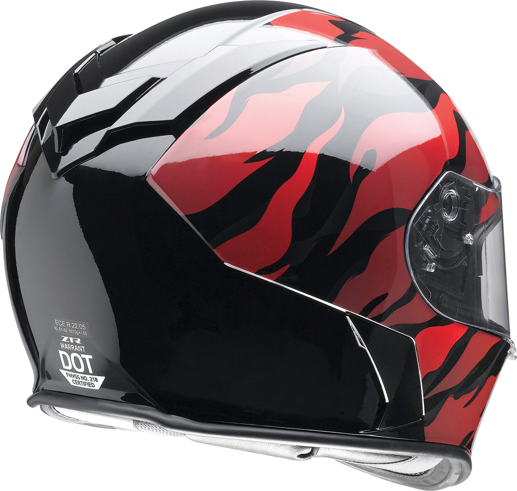 Z1R, Z1R Warrant Helmet Panthera Black/Red 2XL - Versatile Motorcycle Helmet with Sun Visor and Enhanced Ventilation