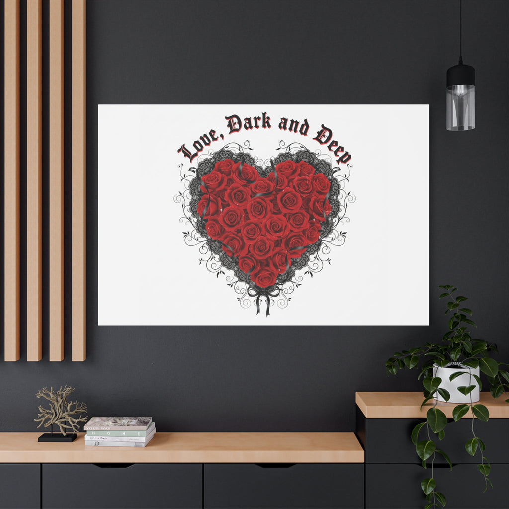 Love Dark and Deep Heart Canvas, Nu Romantic Gothic Romance, 80s Nostalgia
