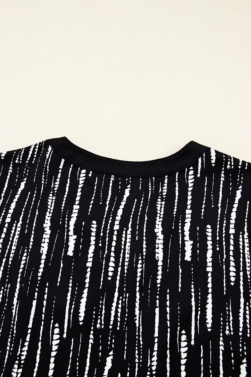 Black Abstract Printed V Neck Fall Blouse