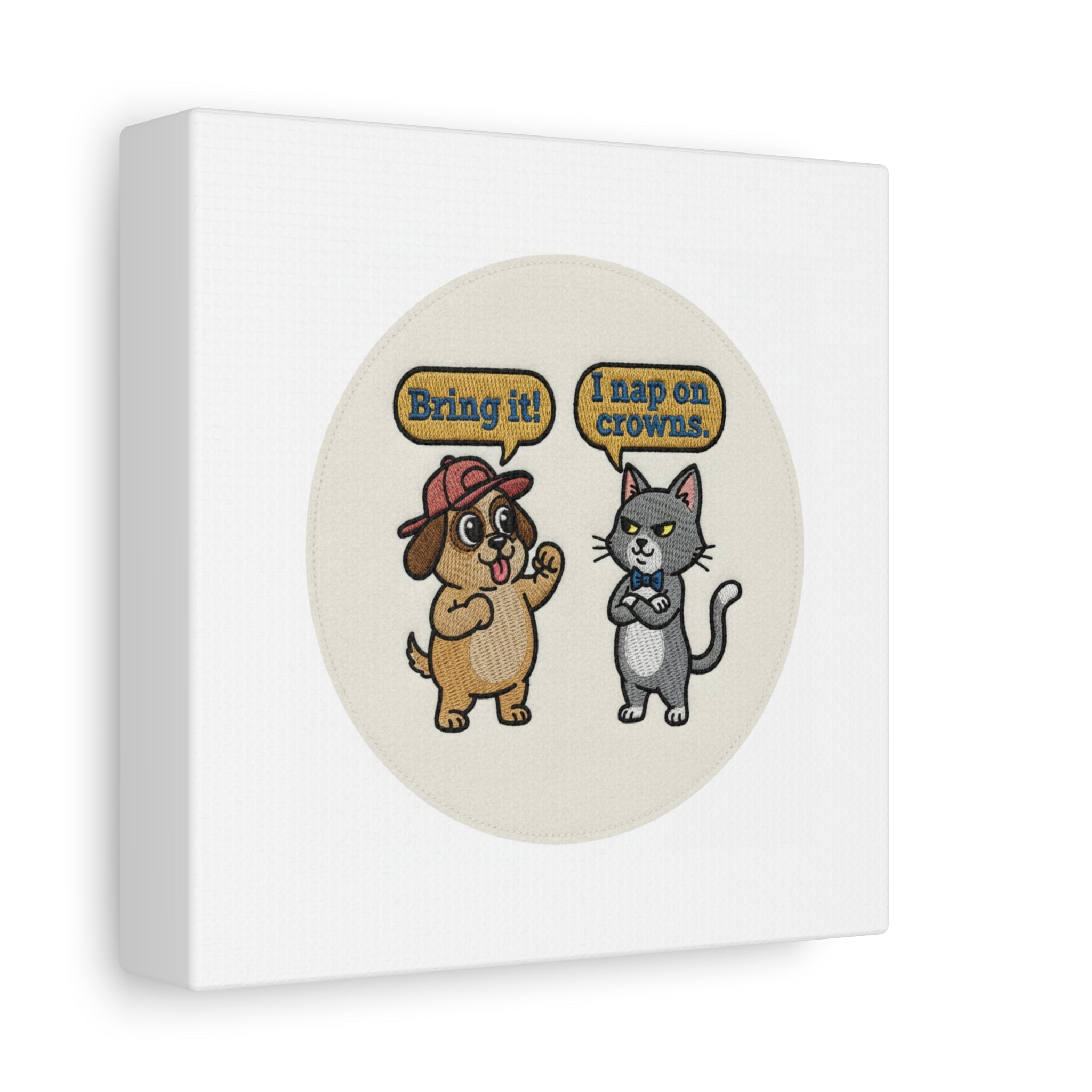 Funny Cat vs Dog Canvas | Pet Rivalry Wall Art