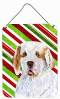 Clumber Spaniel Candy Cane Holiday Christmas Wall or Door Hanging Prints Aluminum Metal Sign Kitchen Wall Bar Bathroom Plaque Home Decor Front Door Plaque, 12x16, Multicolor