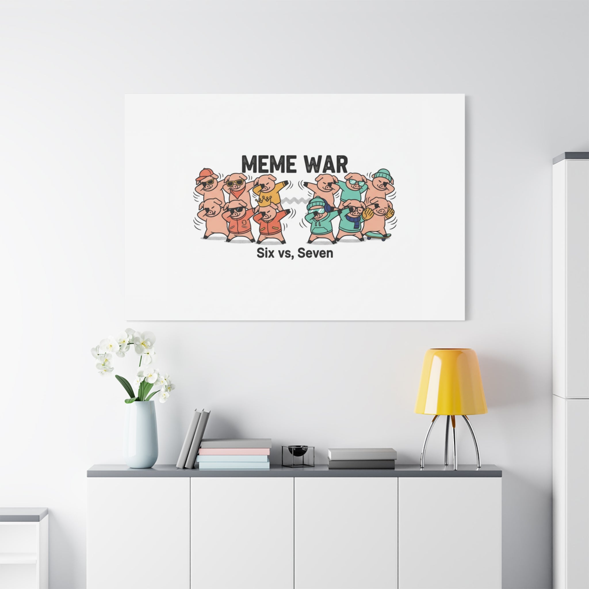 Meme War: Six vs. Seven Canvas Wall Art