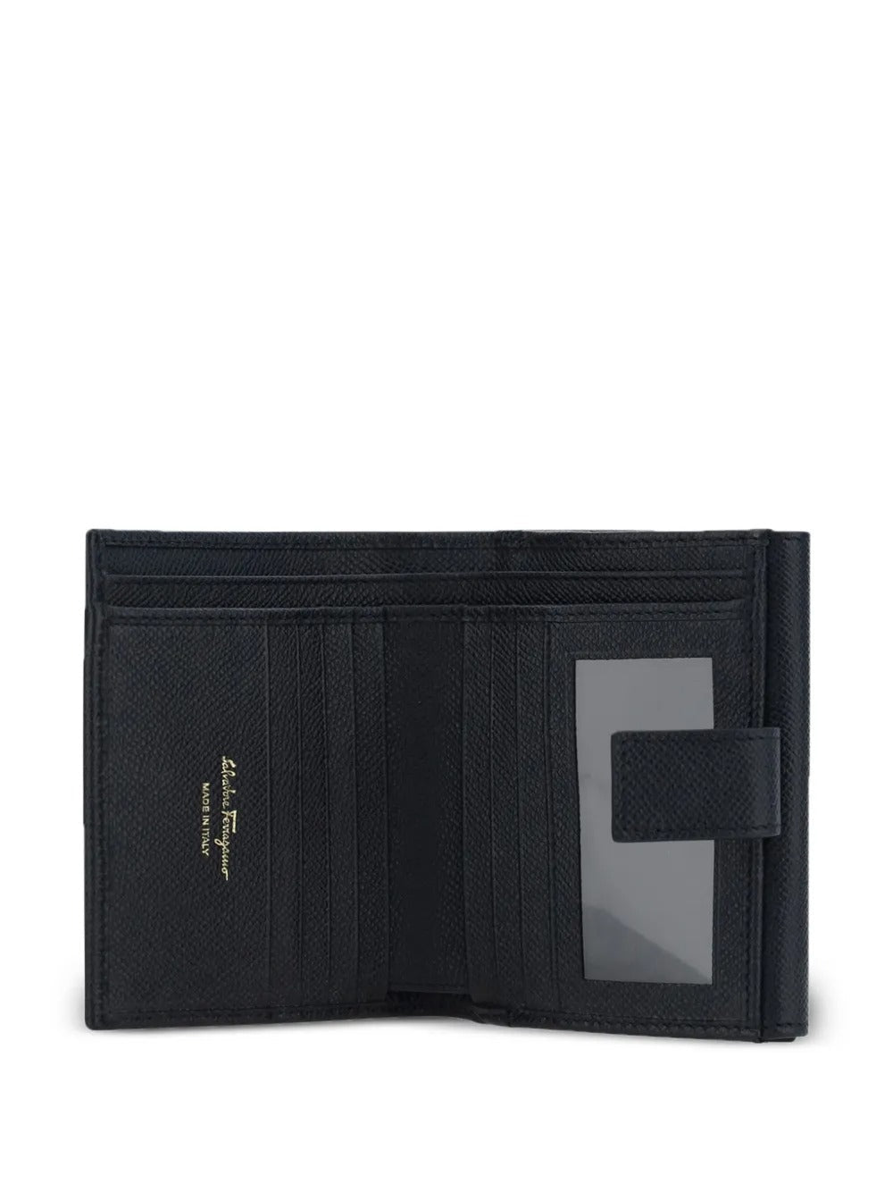 Ferragamo Women Hammered Leather Gold Gancini Compact Wallet