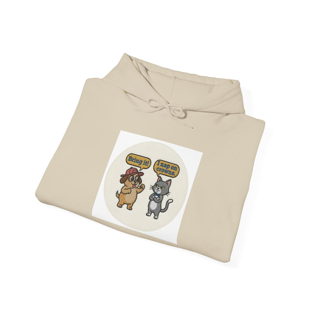Funny Cat vs Dog Hoodie — Humorous Pet Rivalry Sweatshirt