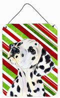 Dalmatian Candy Cane Holiday Christmas Wall or Door Hanging Prints Aluminum Metal Sign Kitchen Wall Bar Bathroom Plaque Home Decor Front Door Plaque, 12x16, Multicolor