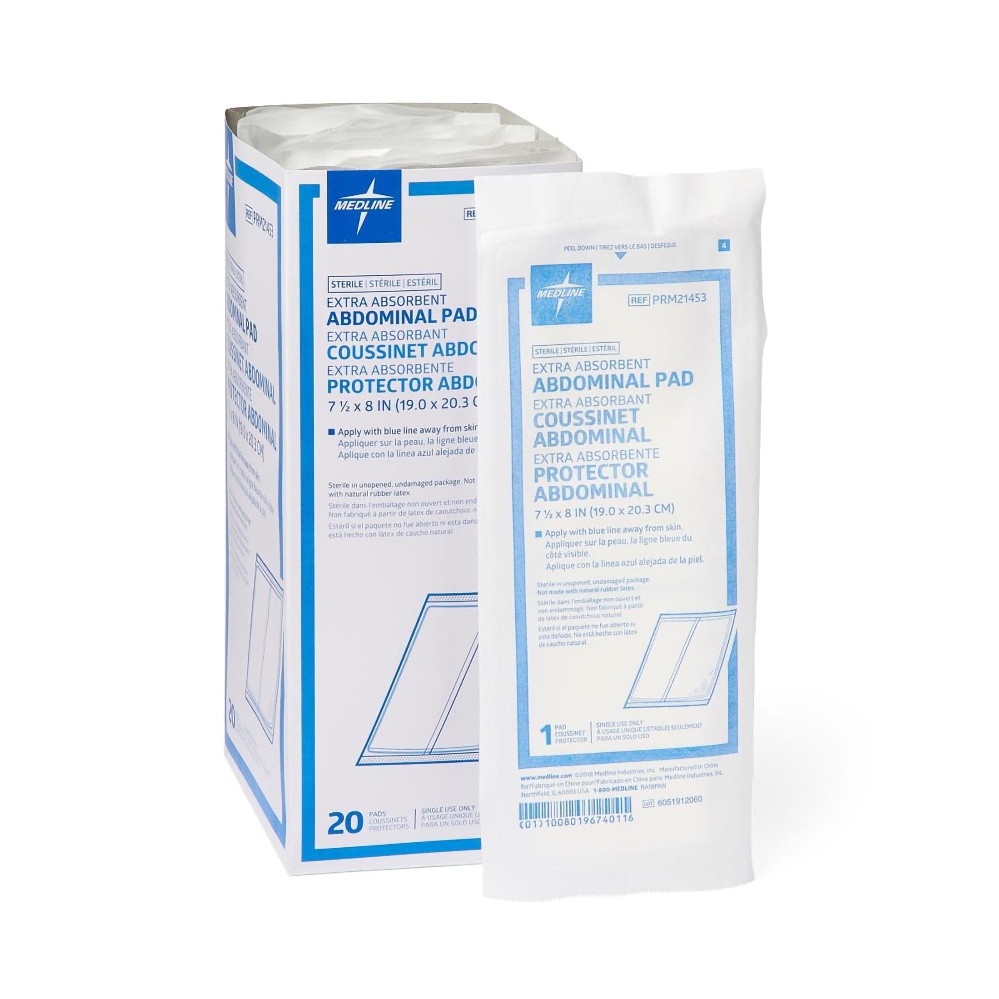Caring® Abdominal Pad, 7-1/2 x 8 Inch PRM21453
