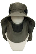 Dark Neutral Wide Brim Poly Fabric Mesh Sun Visor/OLIVE