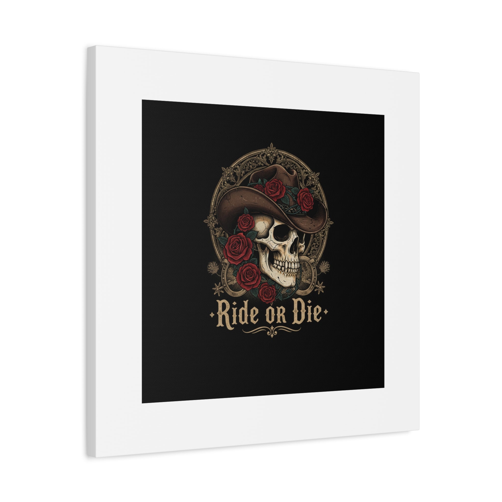 Ride or Die Skull Canvas | Western Skull Art, Gothic Americana