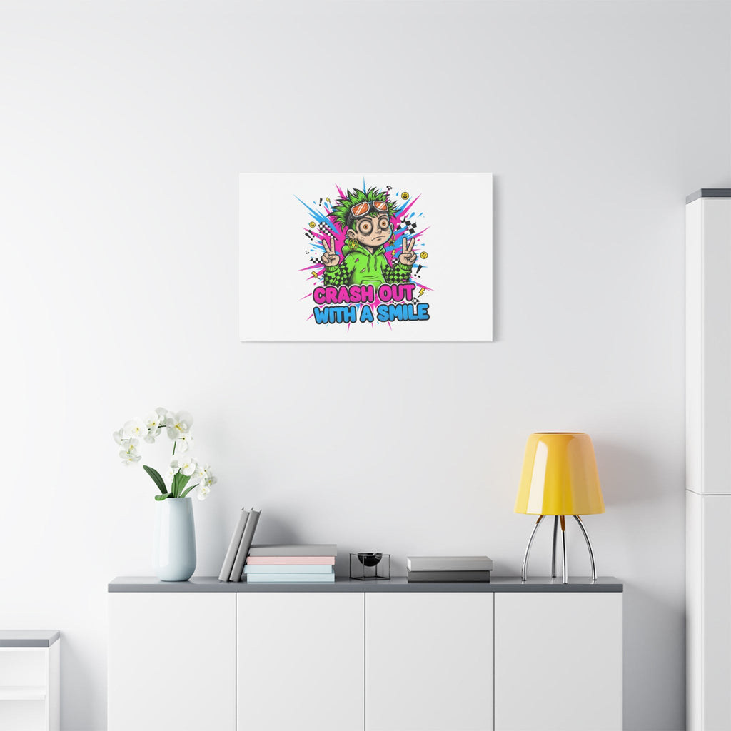 Crash Out With a Smile Canvas Print | Neon Skate Graffiti, Meme Meltdown Art