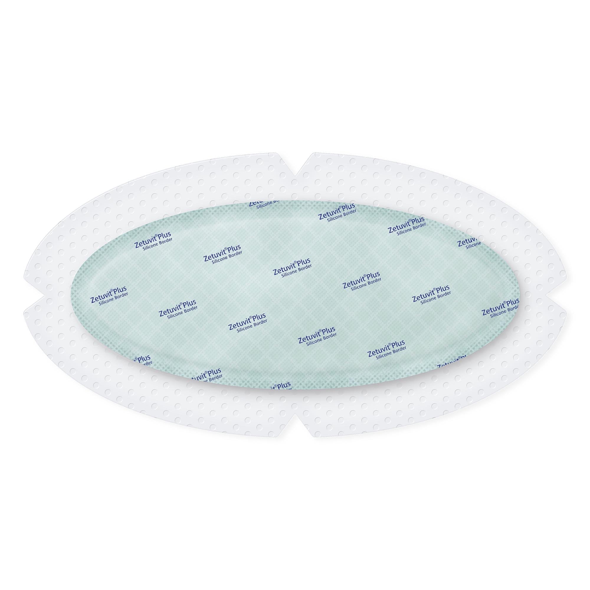 Zetuvit® Plus Silicone Border Super Absorbent Dressing, 4.7 x 9 Inch Oval 413909