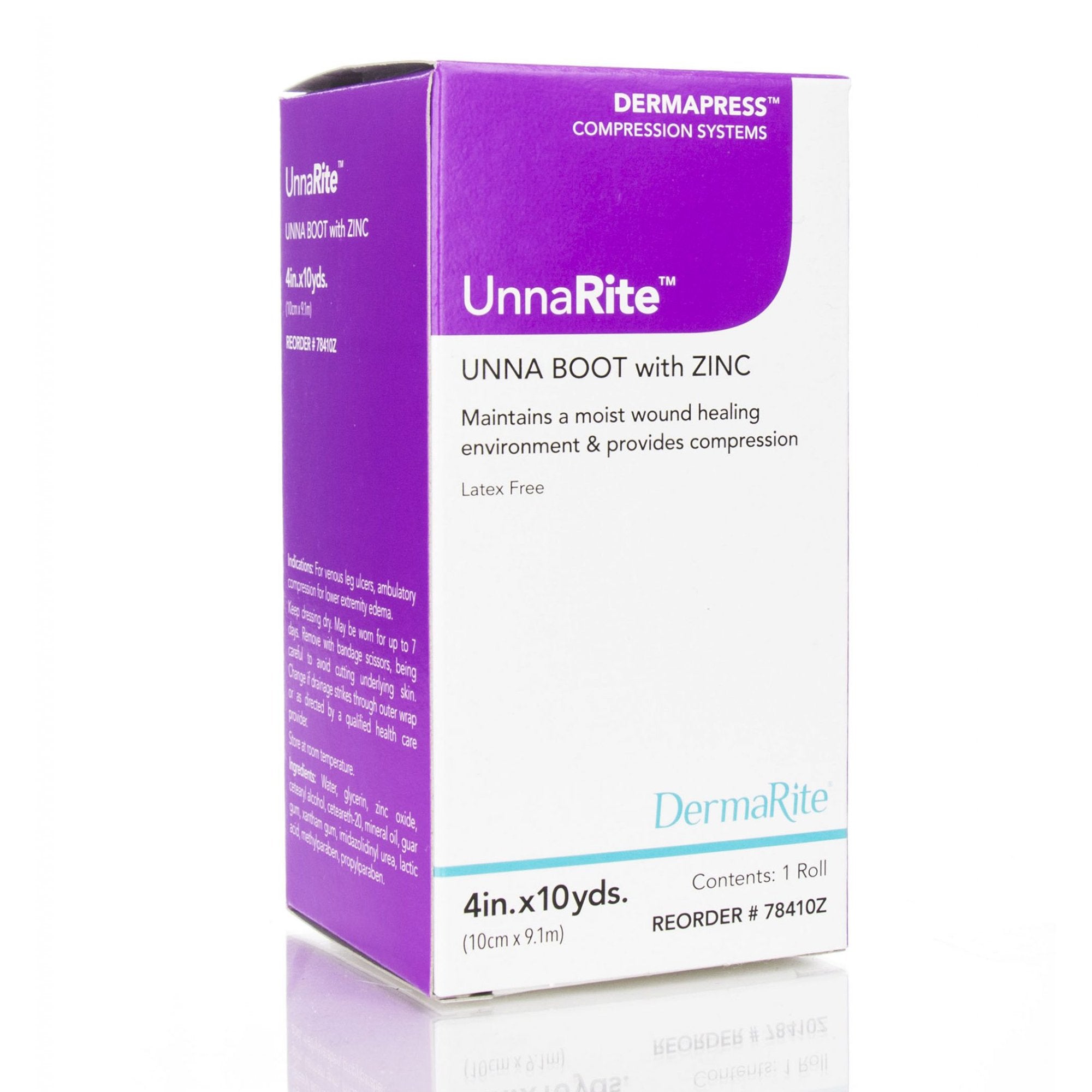 UnnaRite Unna Boot with Zinc Oxide, 4 Inch x 10 Yard 78410Z