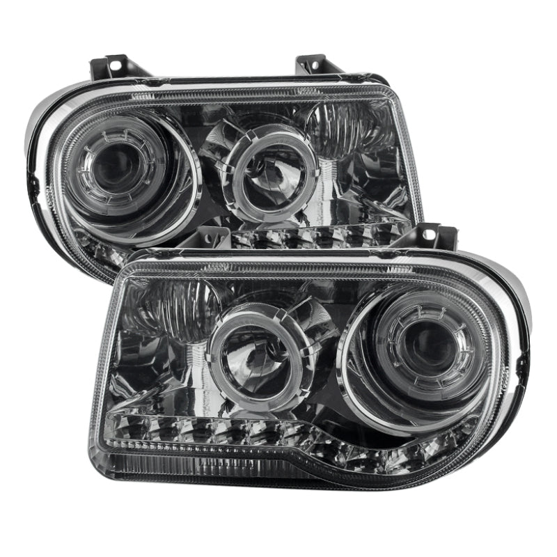 SPYDER Xtune Chrysler 300C 05-10 ( Not 300 ) Halo Projector Headlights Smoke PRO-JH-C300C-LED-SM 9027758