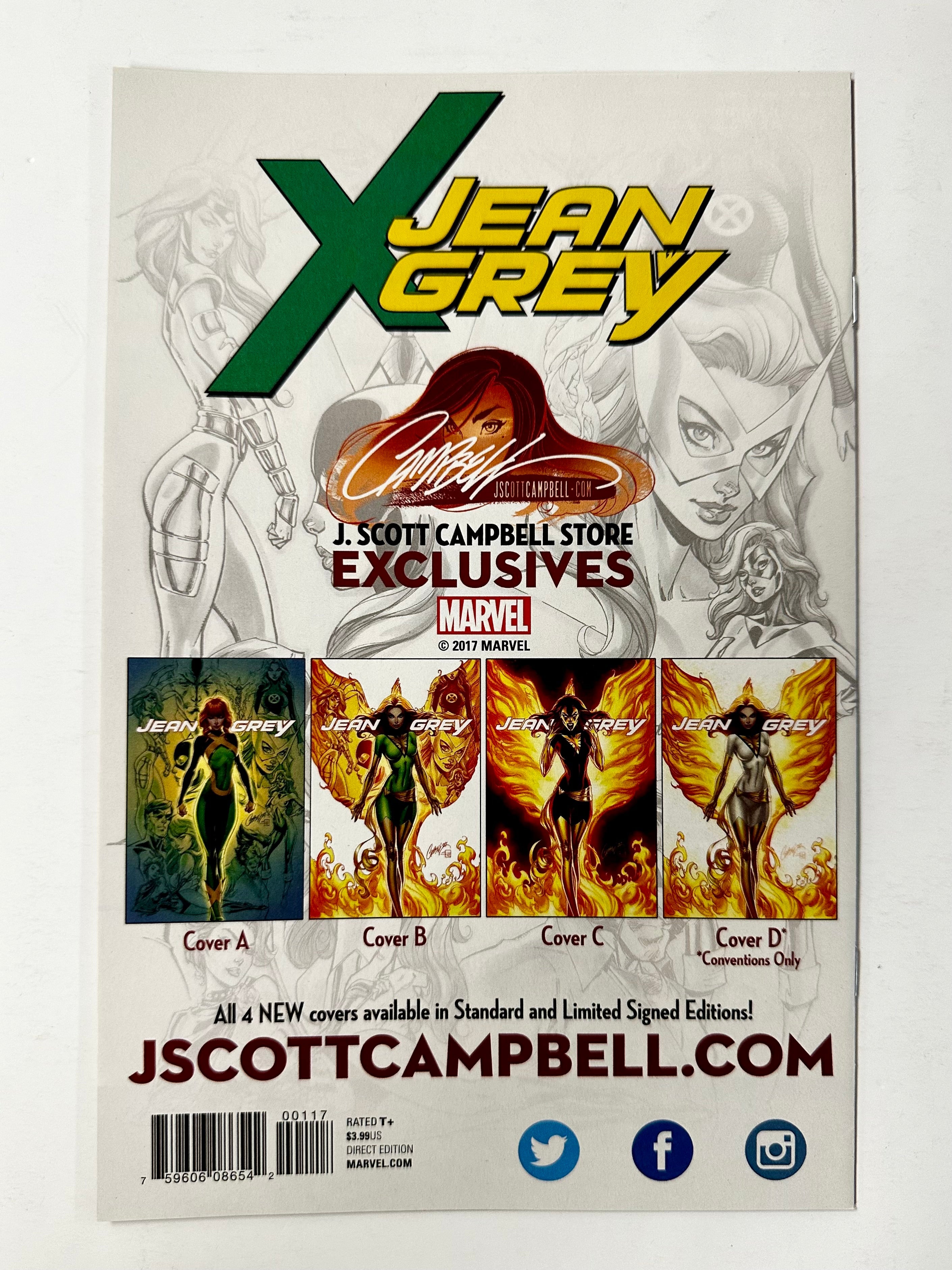 Jean Grey #1 J Scott Campbell Exclusive Phoenix C Variant (Marvel Comics 2017)