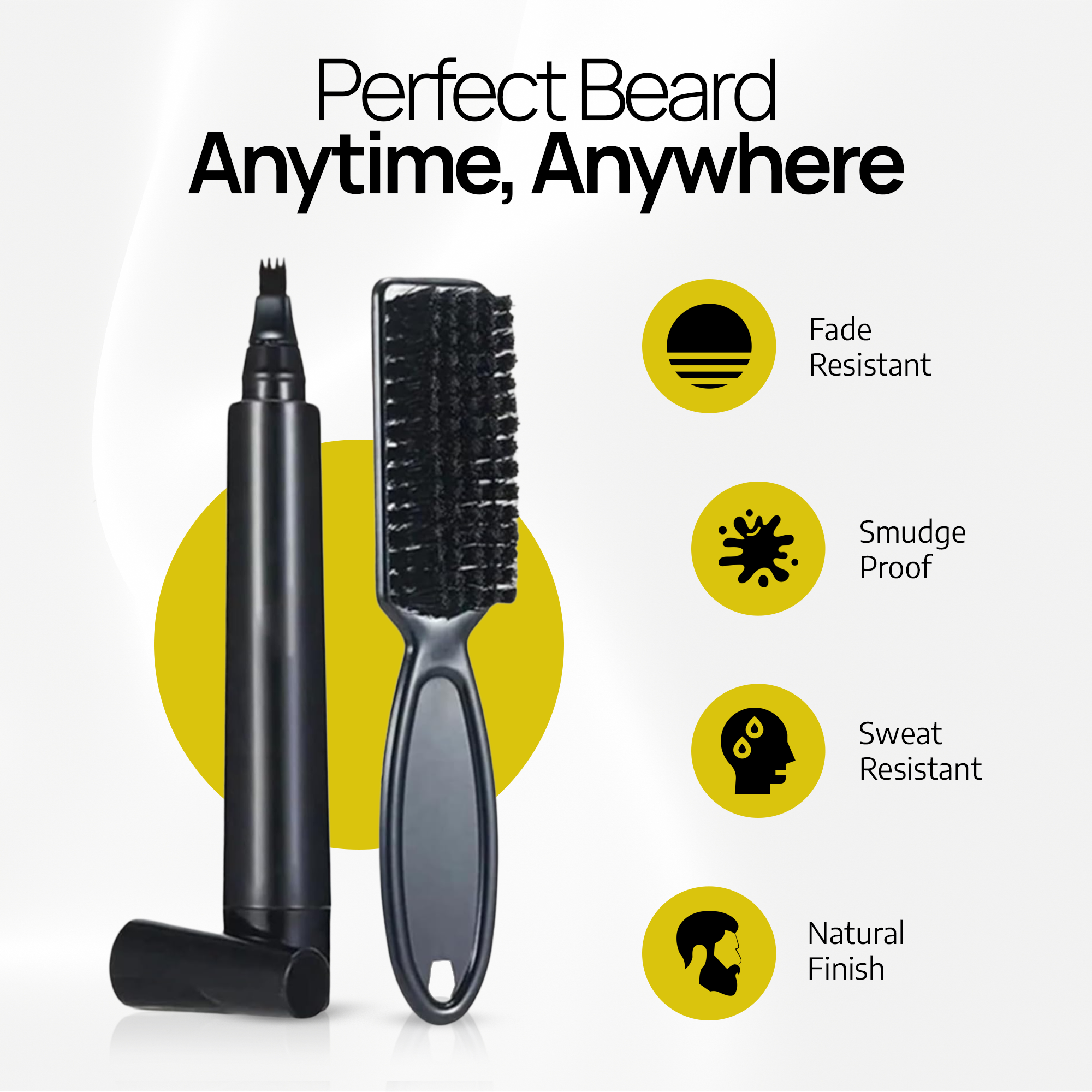 SELZALOT 4-Tip Beard Filler Pen Kit - Waterproof, Sweat-Proof, Long-Lasting Coverage for a Fuller Beard with Brush