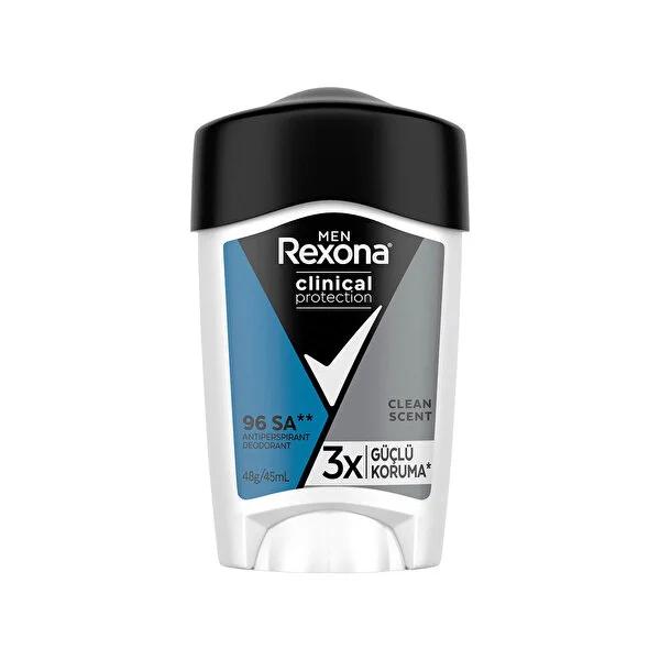 Rexona Men Clinical Protection Deodorant Stick - 96 Hour Protection, Clean Scent - Men's Deodorant Stick, Long Lasting Deodorant