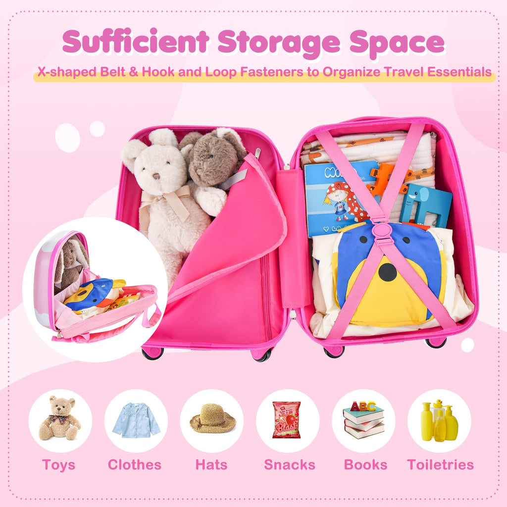 2 Pieces Kids Carry-on Luggage Set with 12 Inch Backpack-Multicolor