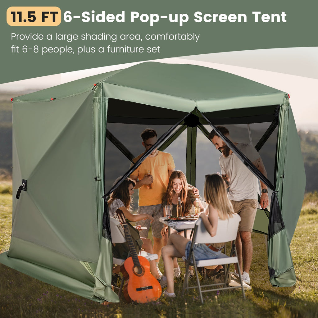 11.5 X 11.5 FT Pop-up Screen House Tent with Portable Carrying Bag