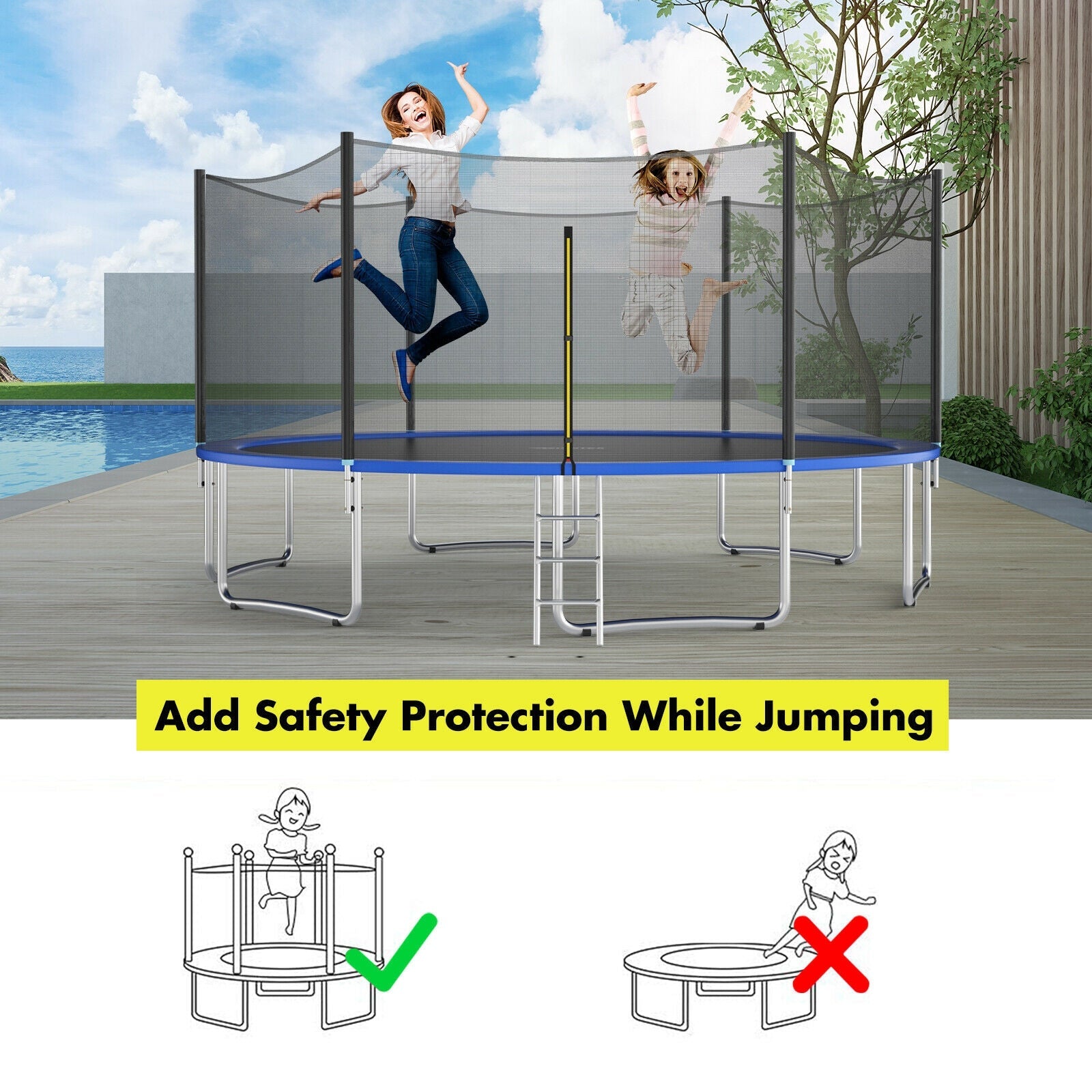 Trampoline Safety Replacement Protection Enclosure Net-16 ft