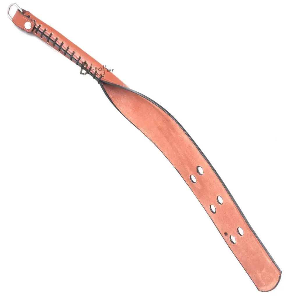 Real Cow Hide Brown Belting Leather Paddle Slapper Lightweight and Flexible with Sturdy Handle
