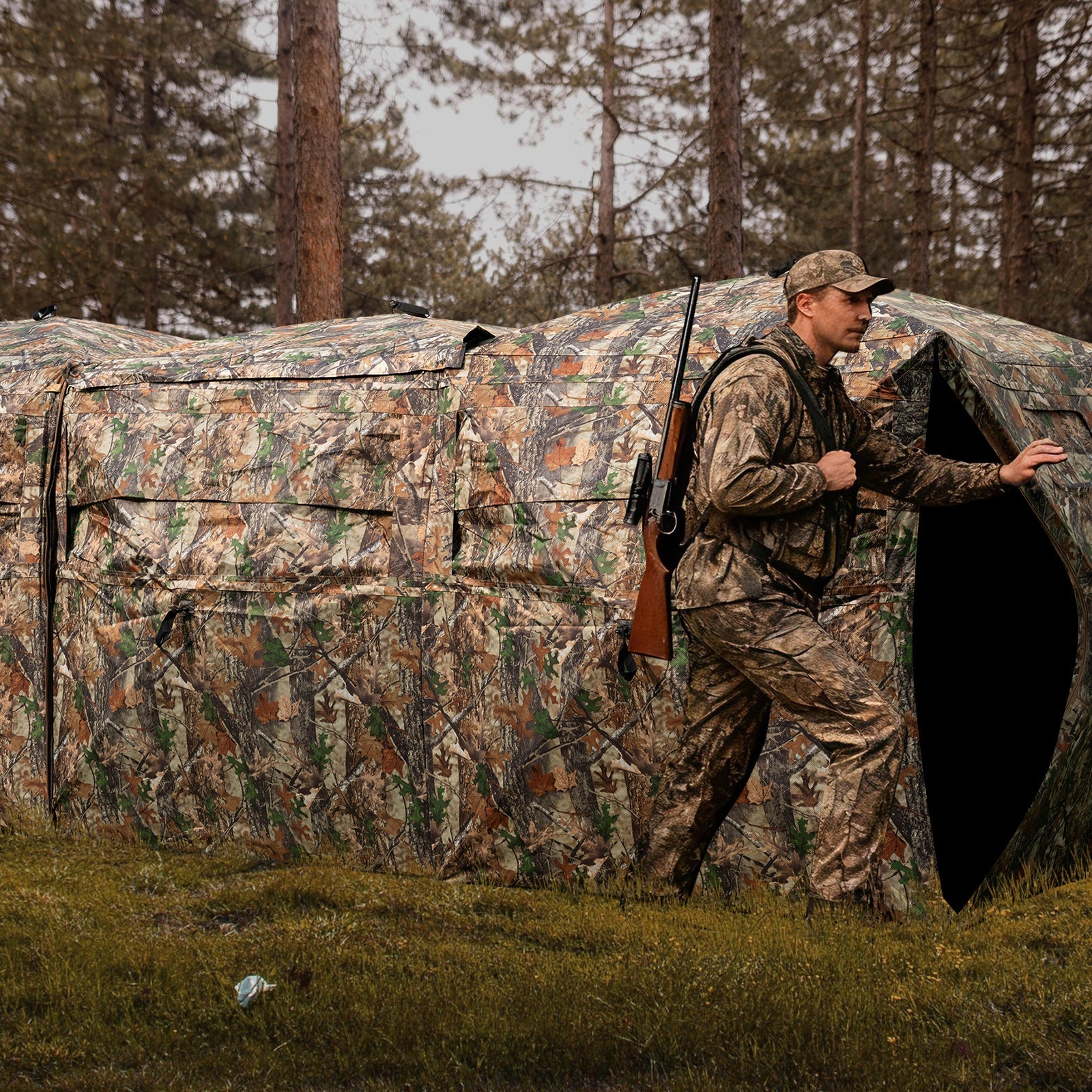 2-6 Person Side-by-Side Hunting Blinds Double One-way See-through Ground Blinds