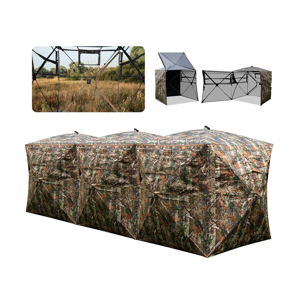 2-6 Person Side-by-Side Hunting Blinds Double One-way See-through Ground Blinds