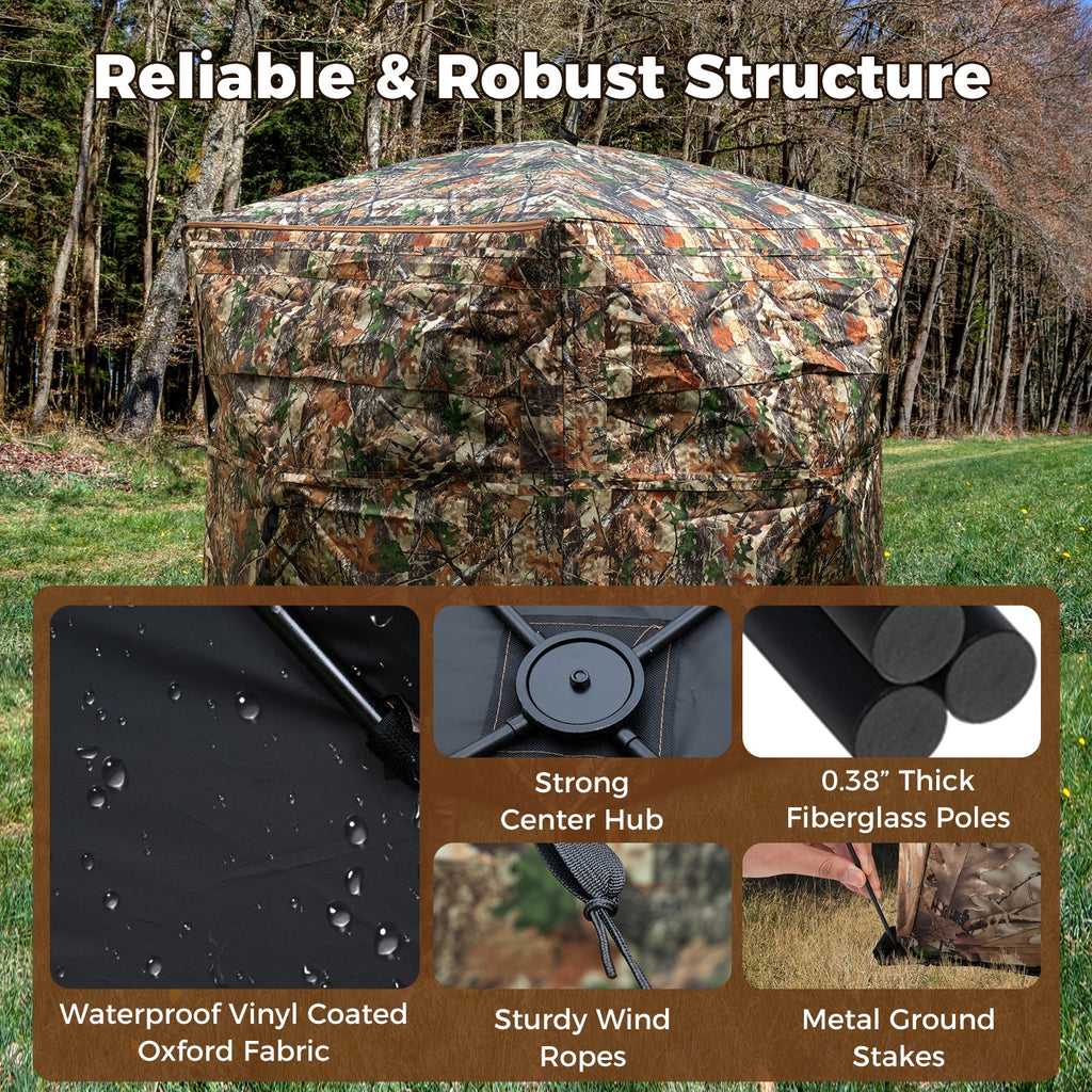 2-6 Person Side-by-Side Hunting Blinds Double One-way See-through Ground Blinds