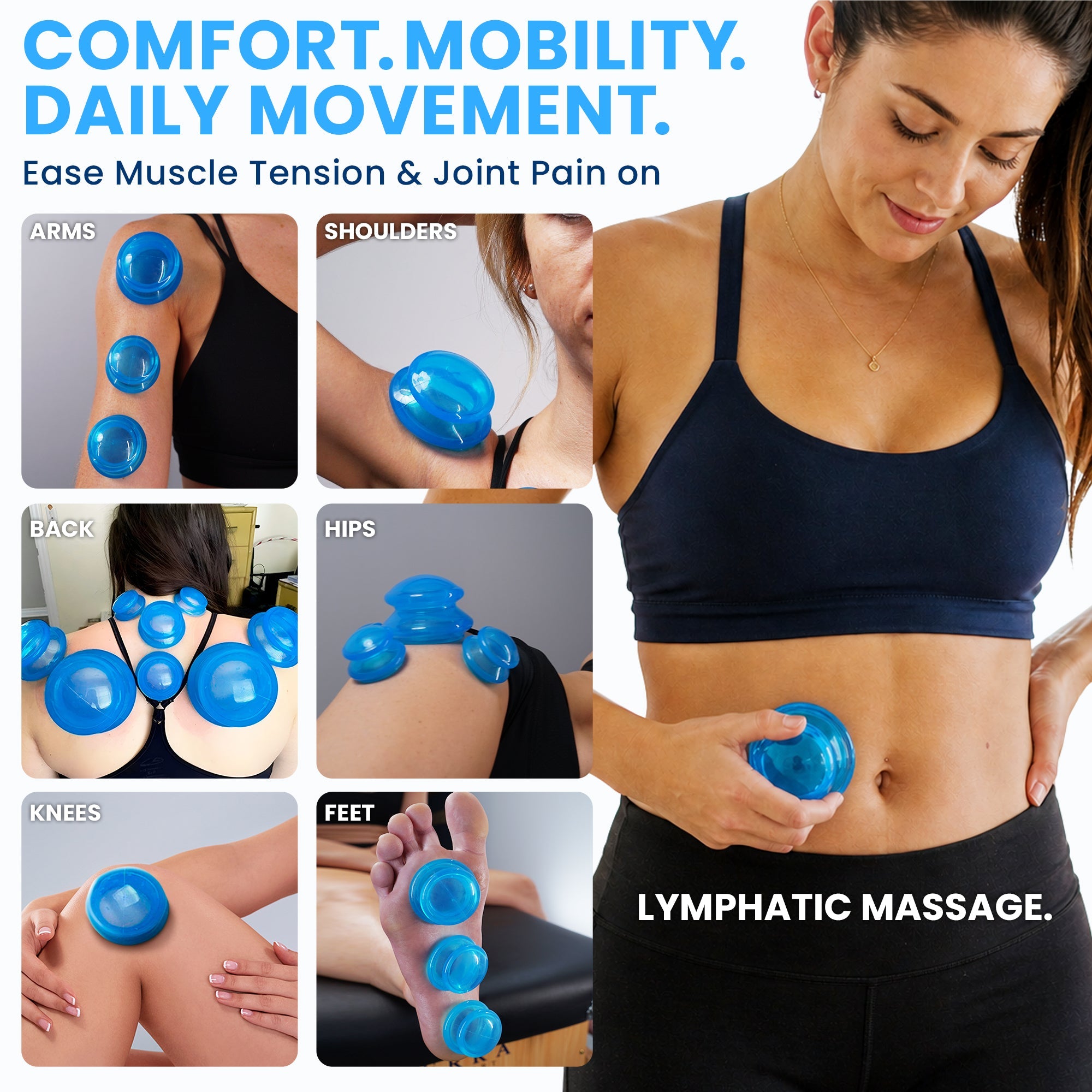 EDGE™ Cupping Therapy Set Blue, 4 Cups