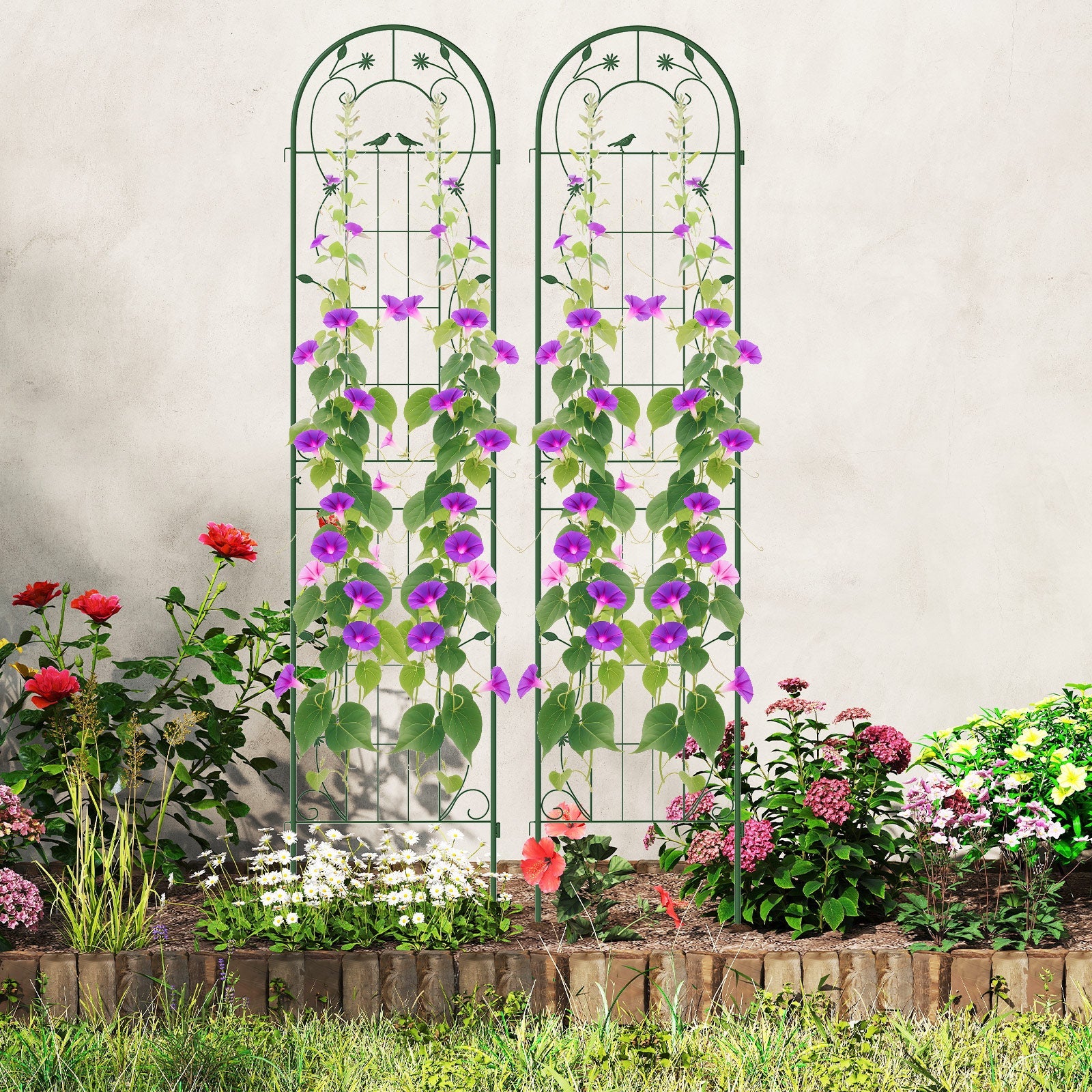 2 Pack 86.5 x 20 Inches Metal Garden Trellis for Climbing Plants
